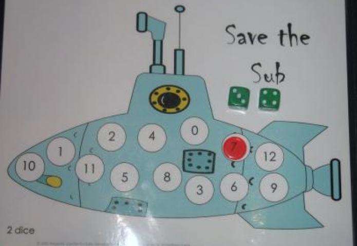 Save the Sub game board