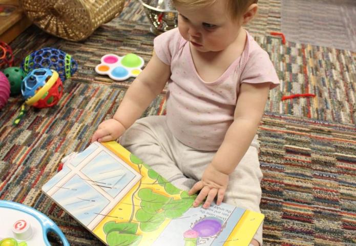 Child reading a picture book.