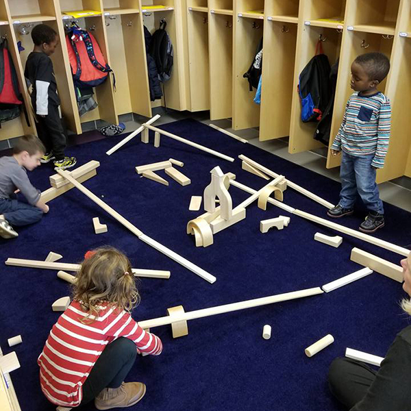 Children building ramps.