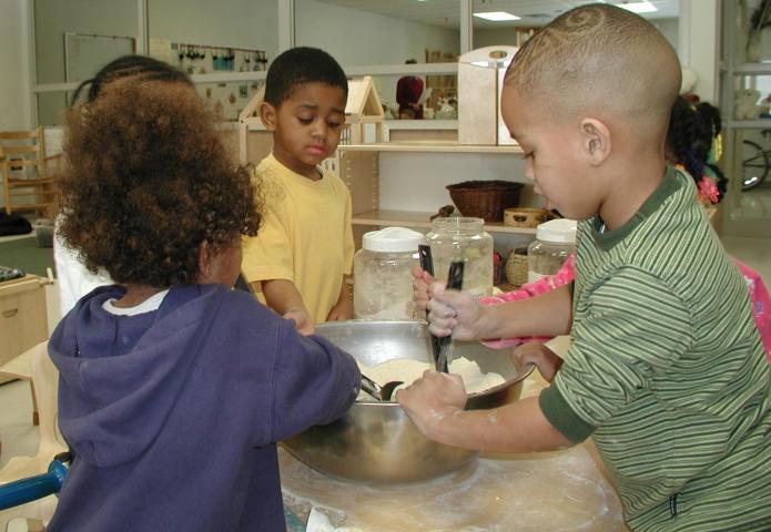 Children making playdough