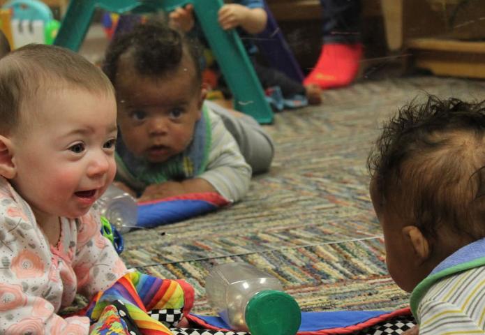 Babies crawling on the floor