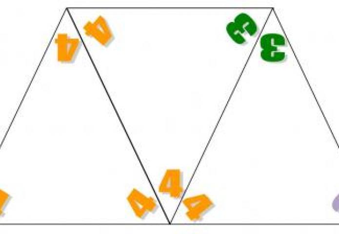 Triangle dominoes game.