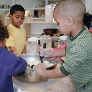 children making playdough